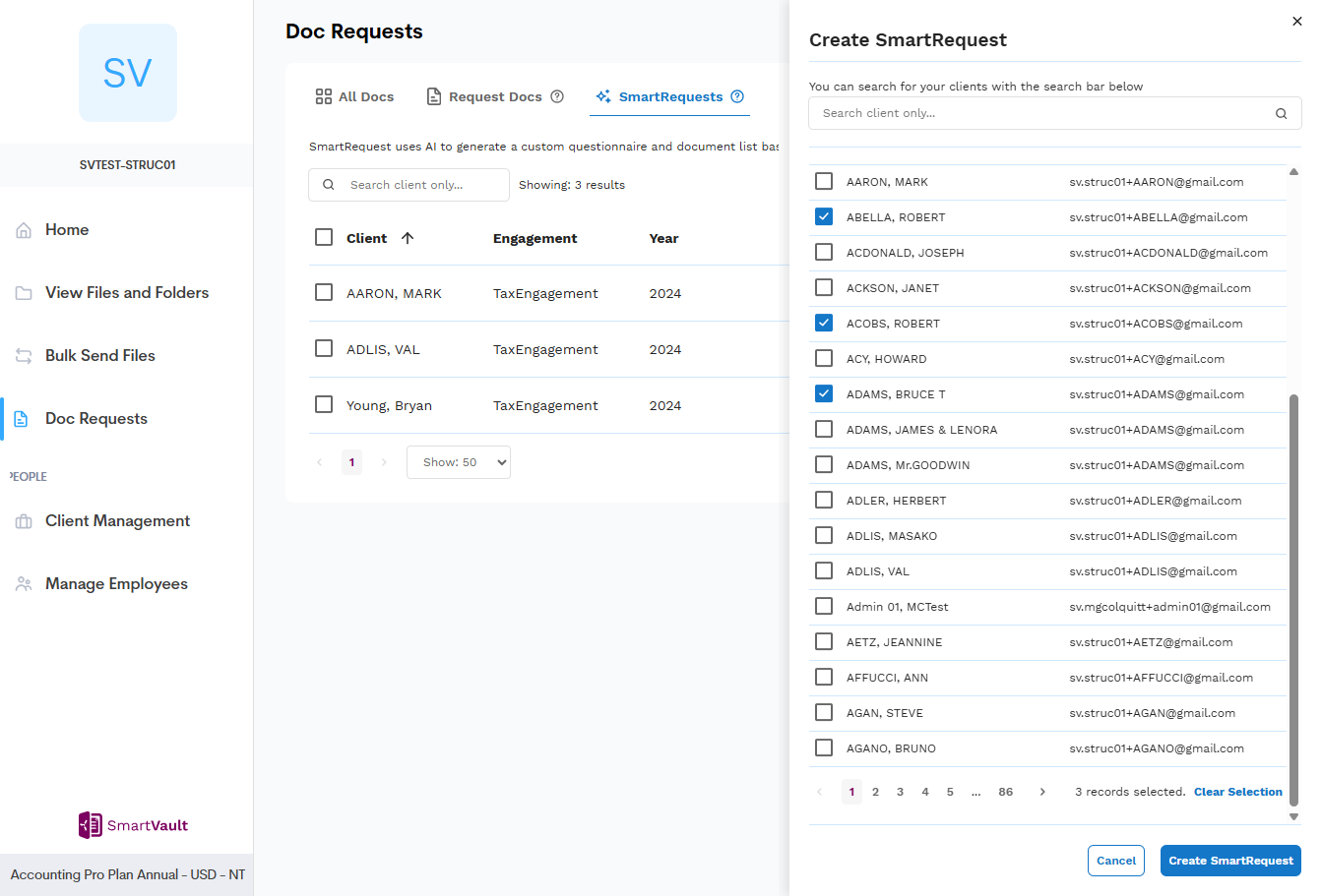 Create a Smart Request with or without last year’s 1040